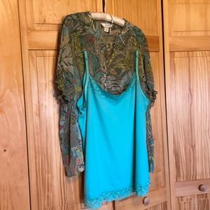 Tropical print top with camisole